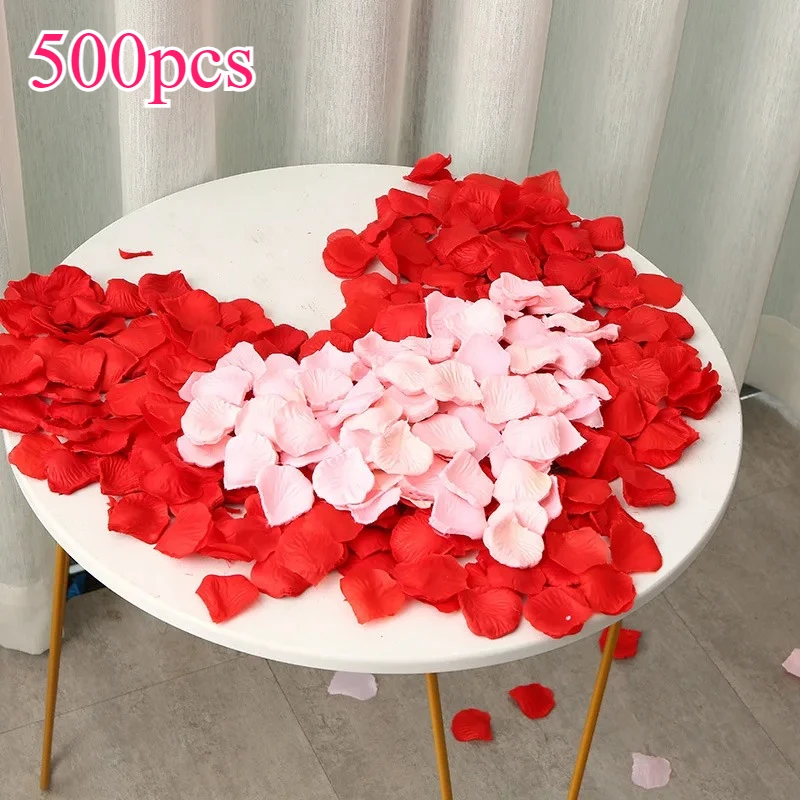 500 قطعة من بتلات الورد الاصطناعية المزيفة الملونة محاكاة بتلات الورد الحريرية لعيد الحب وحفلات الزفاف والديكور الرومانسي
