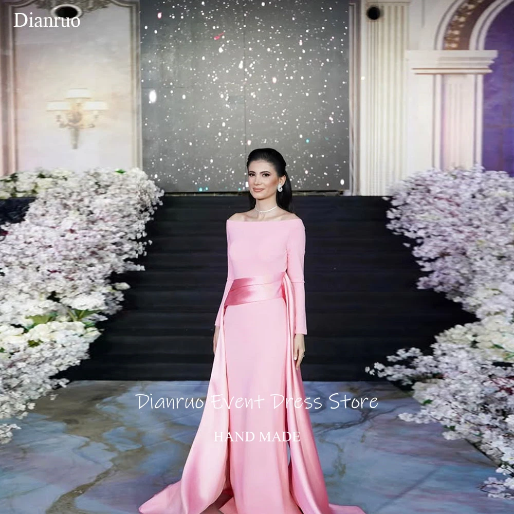 

Вечерние платья Dianruo с шлейфом, розовые, с длинными рукавами, фасон «русалка», 2026, на заказ