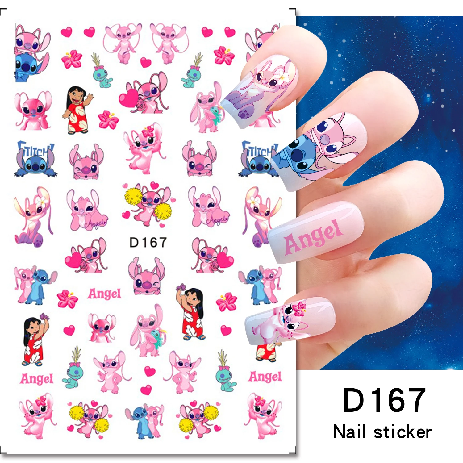 

Disney 3D Nail Art Stickers Cartoon Lilo and Stitch Nail Art Decoration Mickey and Minnie Stickers For Nails DIY Anime Decals