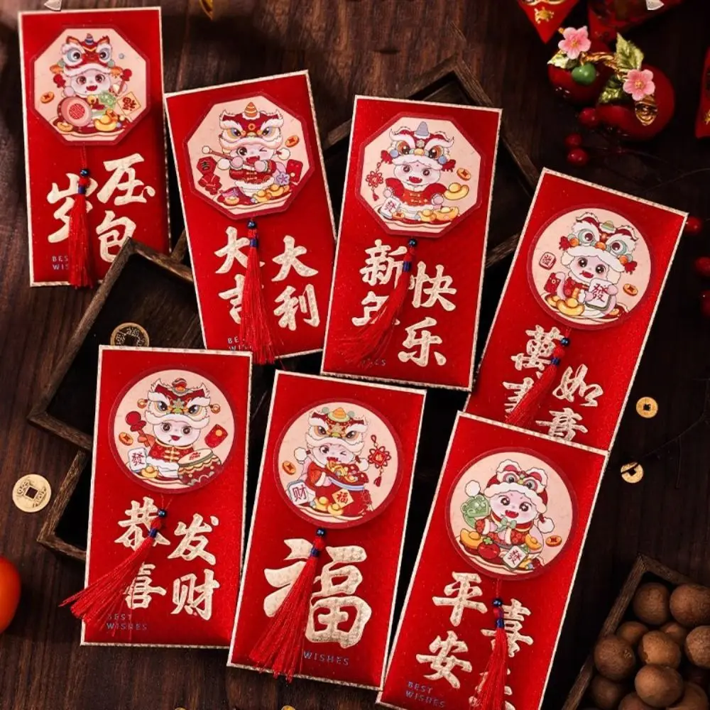 2 pcs 3D 2025 New Year Red Envelope Blessing the Chinese Zodiac Snake Year Money Envelope HongBao Best Wishes