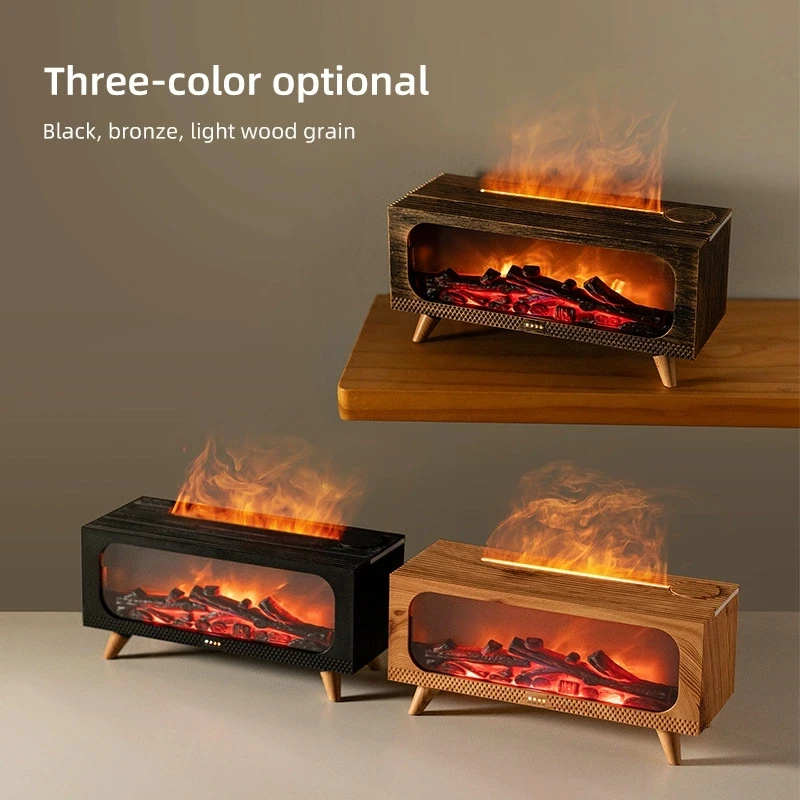 

3D Simulation Fireplace USB Aromatherapy Diffuser with Mood Night Light, Ultrasonic Humidifier & Essential Oil Diffuser for Home