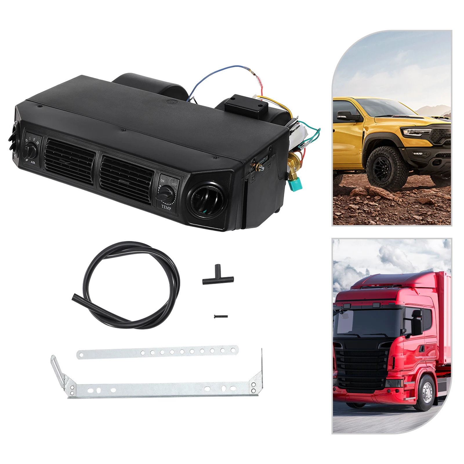 

Universal A/C Add-On Under Dash Evaporator Assembly Unit Air Conditioner Heater 12V Mini Bus Truck Van Street Red Rod