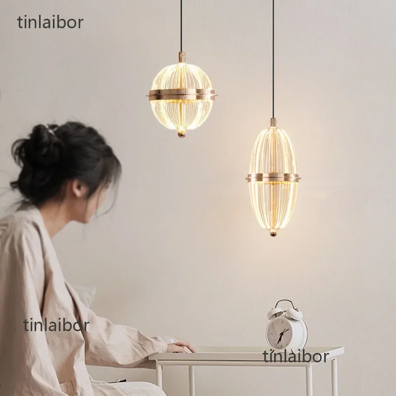TINLAIBOR Luxury Bedside Pendant Light, Creative and Personalized Bar Counter, Dining Room, Bedroom Bedside Small Pendant Lamp