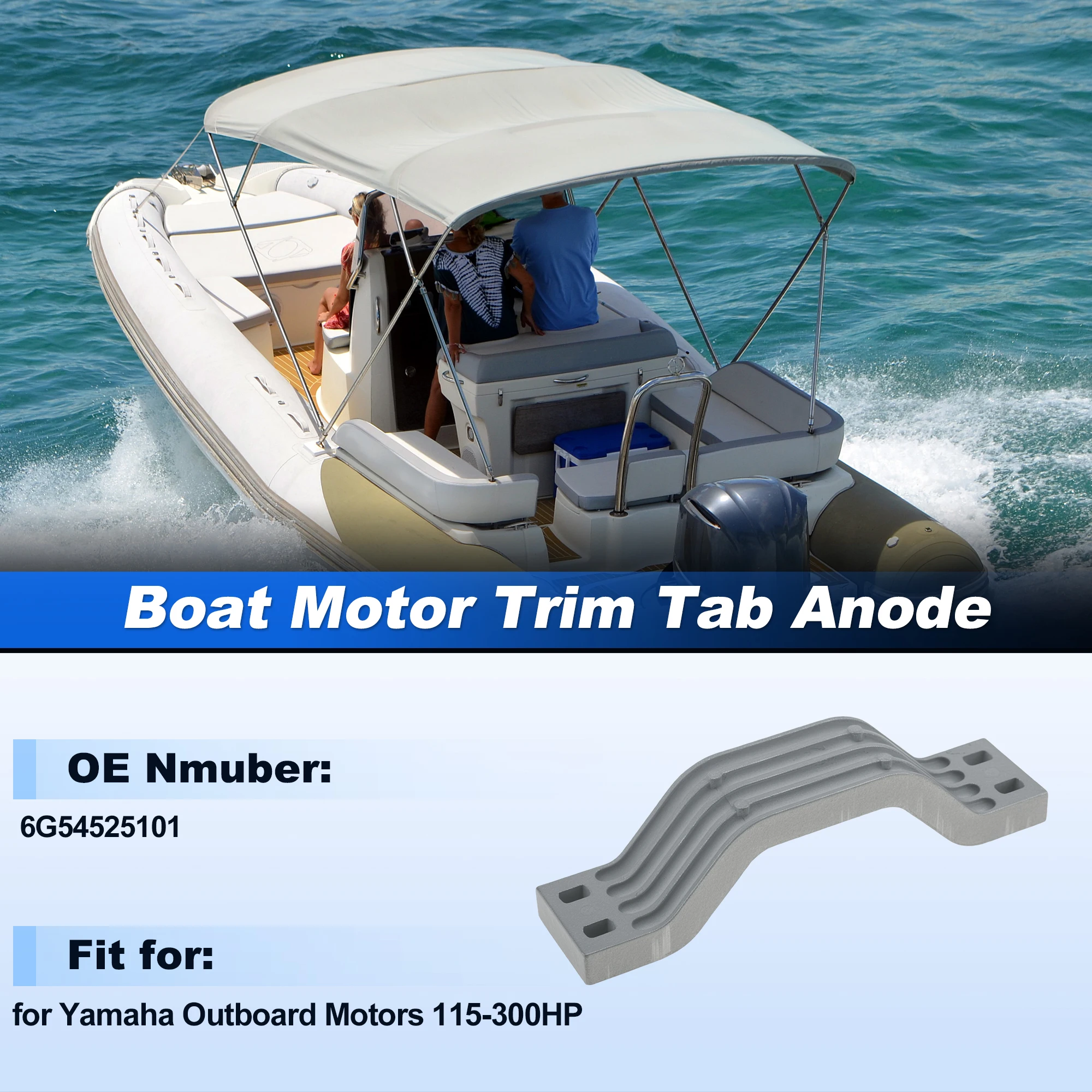 UXCELL Trim Tab Anode 6G54525101 for Yamaha Outboard Motors 115-300HP