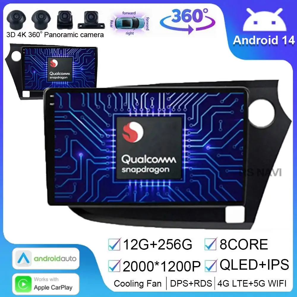 Android 14 For Honda Insight 2 2009 - 2014 RHD Car Radio Navigation GPS Multimedia Video Player Stereo Auto BT Carplay Head Unit