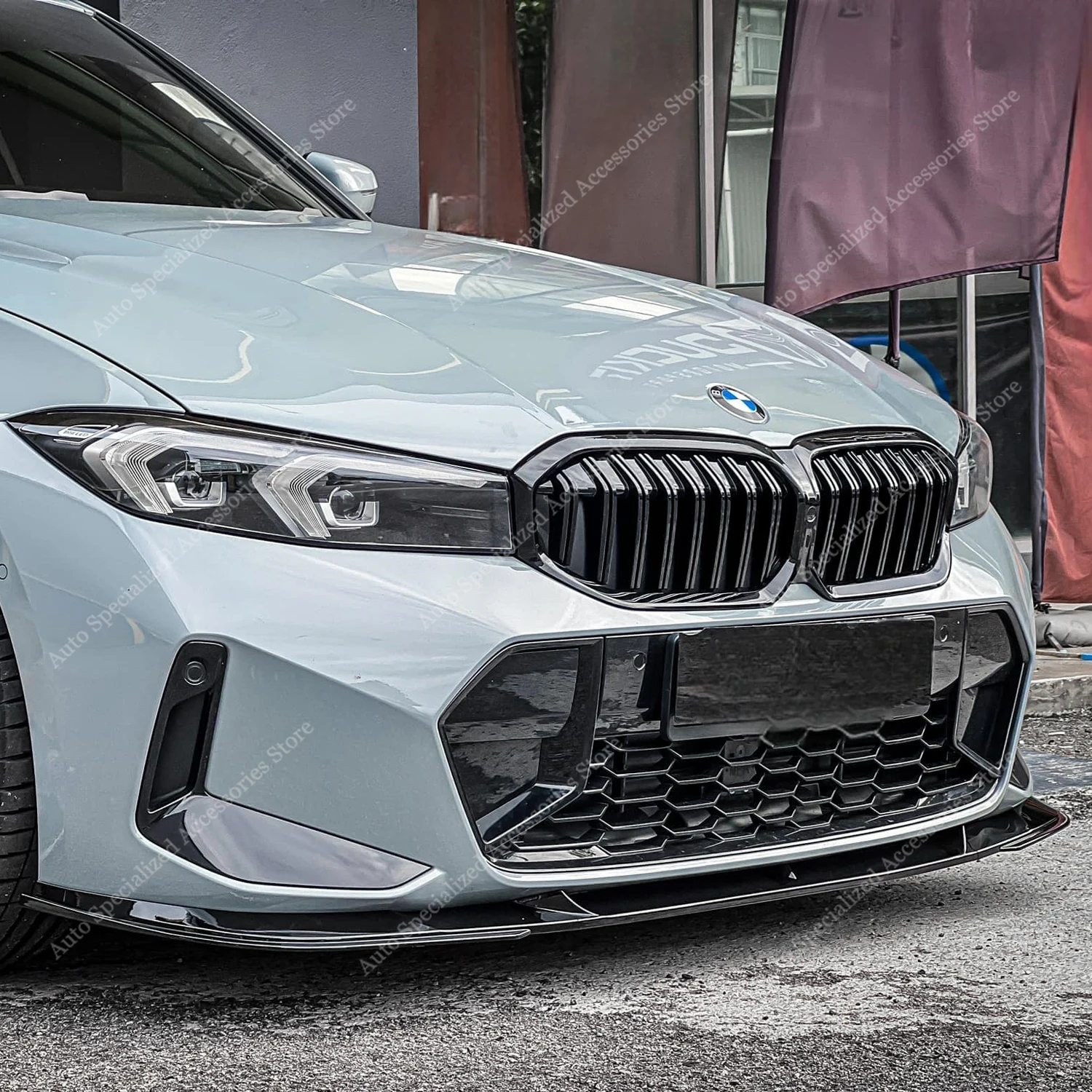 

For BMW G20 G21 Lci M Sport Gloss Black 3D Style Front Bumper Lip Spoiler Diffuser Splitter 330i 330e 320d M340i 2022-2025 Mod