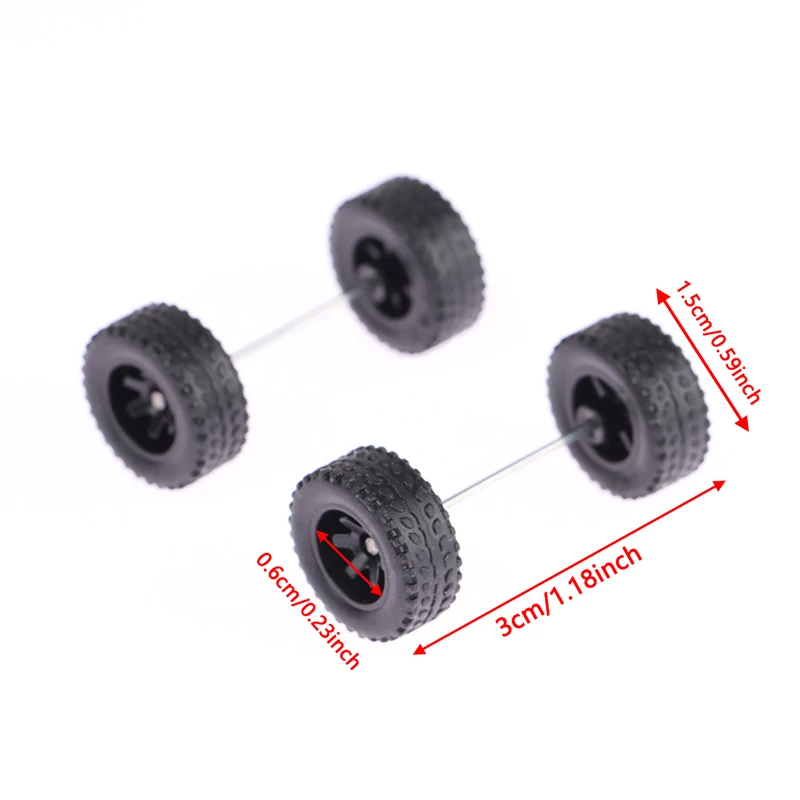 1/64 Model Car Wheels With Rubber Tires 1 Set Plastic Basic Modified Parts For Hotwheels