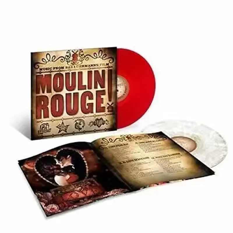 ¡Auténtico Moulin Rouge! Disco de Vinilo Rojo y Blanco de la Banda Sonora Original de la Película Moulin Rouge, 2 LP