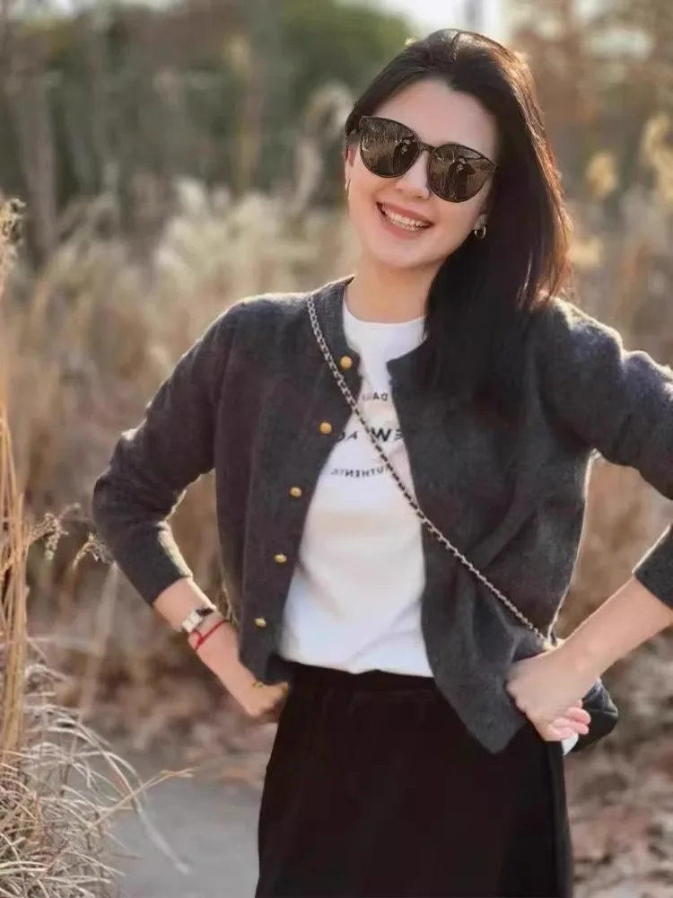 Deep ey Strickpullover ort Sve Long Sve Damen Oberbekleidung Frühling Herbst Neu Sle Pendeln Sle Button rund Ne