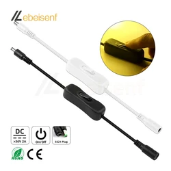 Interruptor de luz DC 12V, Cable de alimentación macho y hembra de 5,5x2,1mm, conector DC ON OFF en línea 304, interruptor 5V, 12V, 24V para lámpara de tira de luz LED