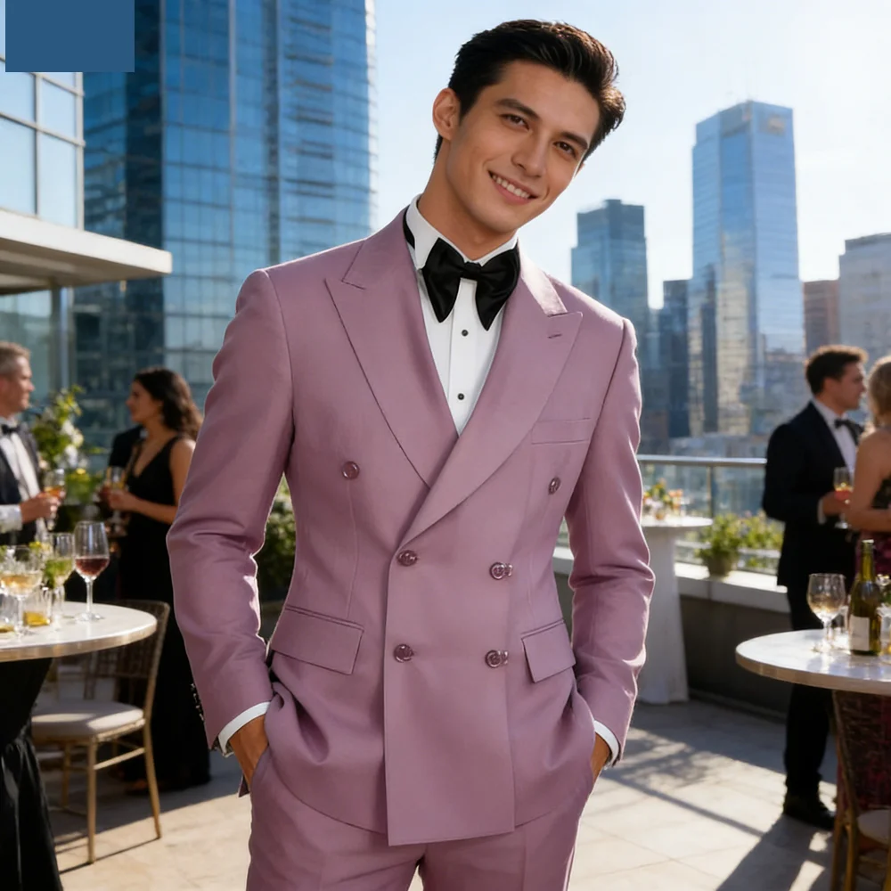 

2-Piece Formal Men's Terno with Peak Lapel Blazer Classic Smoking Suit for Wedding Slim Fit Custom-Made Male Attire