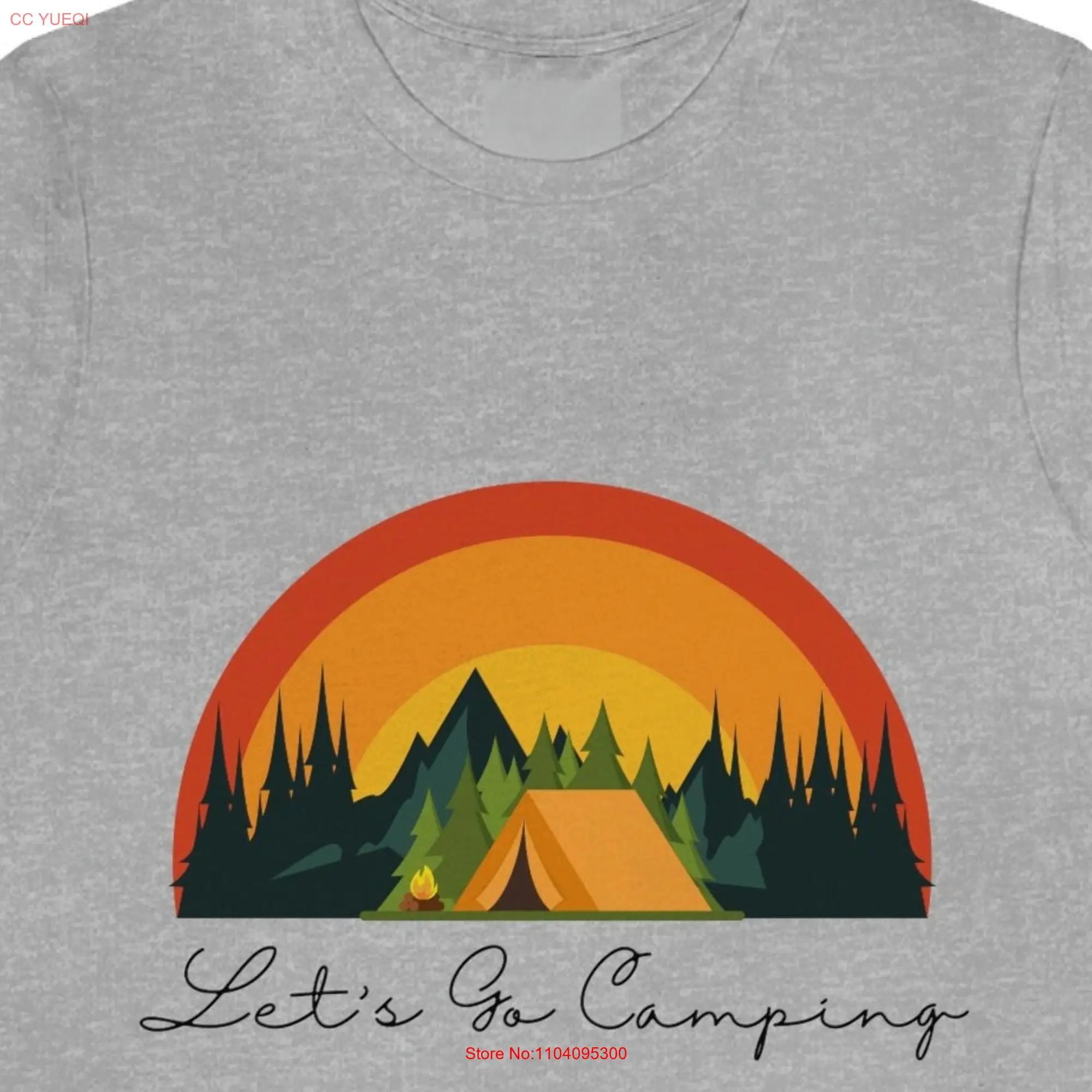 Lets go camping shirt Jersey  T tent and mountains retro long or short sleeves