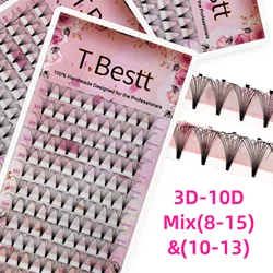 Tbestt Silk Short Stem Premade Volume Fans 8D 10D Soft Matte Russian Volume Lashes Fans Cashmere Individual Lash Extensions