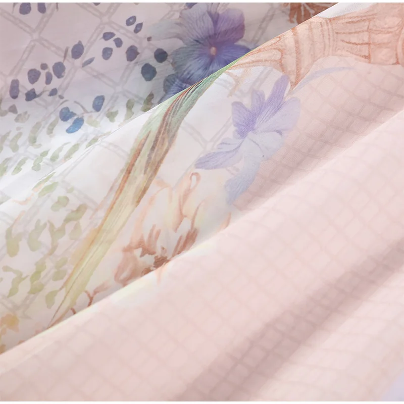 Elegant Floral Printed Women's Dress Stand Collar Full Puff Sleeve A-line Long Dresses 2026 Summer Vacation Party Lady Robes
