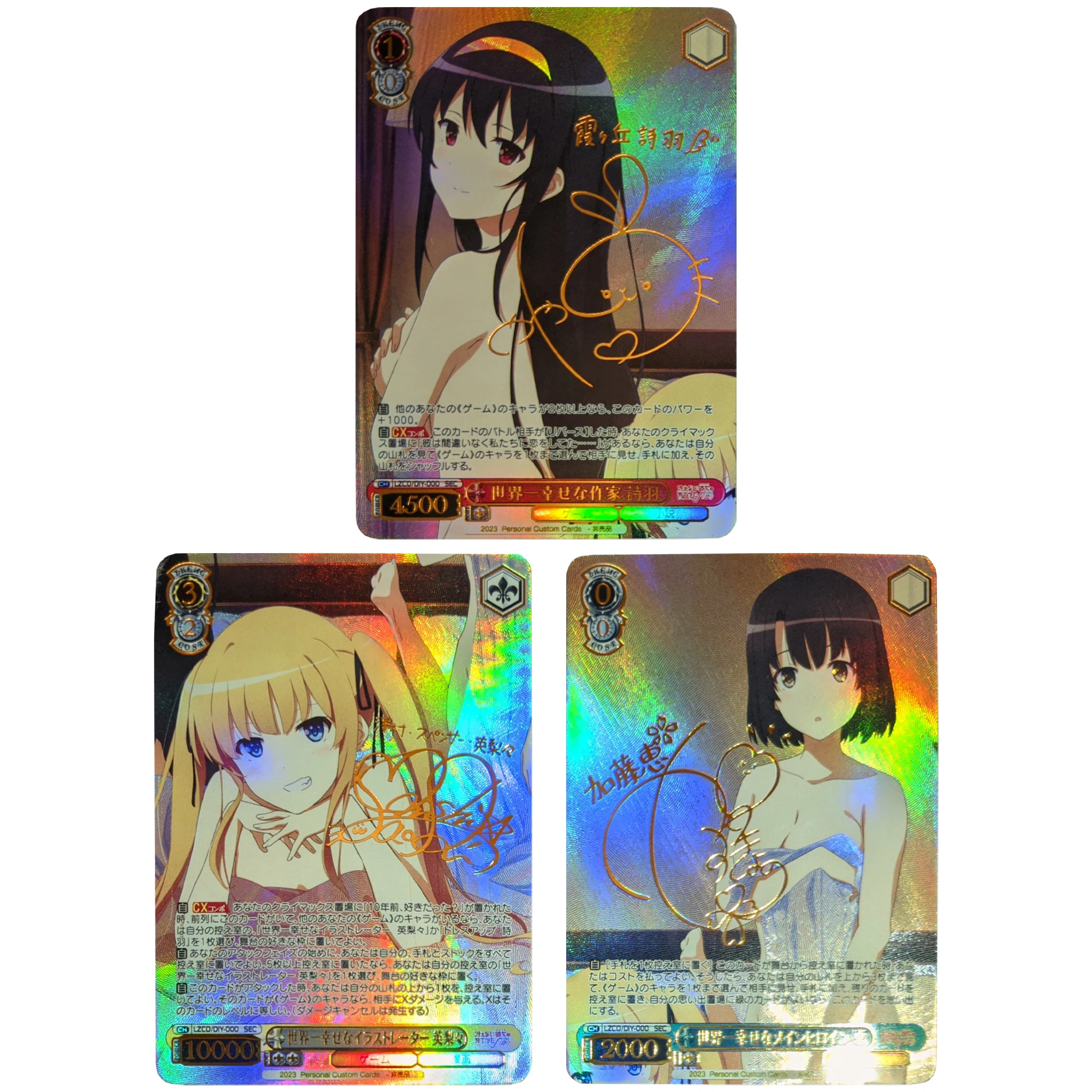 

Diy 3Pcs/set Megumi Kato Kasumigaoka Utaha Hot Stamping Signature Flash Card Classic Game Anime Collection Cards Diy Gift Toys