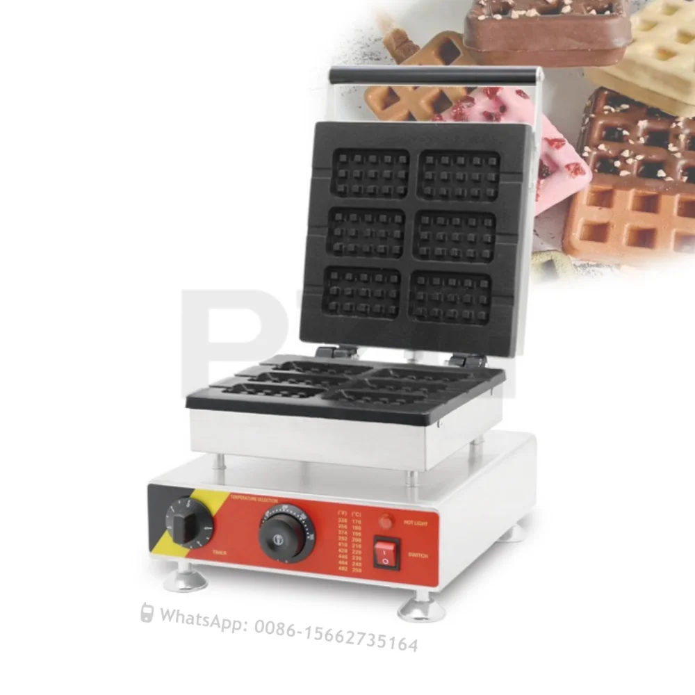 6pcs Commercial Belgian Stick Lattice Waffle Makers Square Ice Cream Shaped Waffle Making Machine Custom Rectangle Waffle Stick