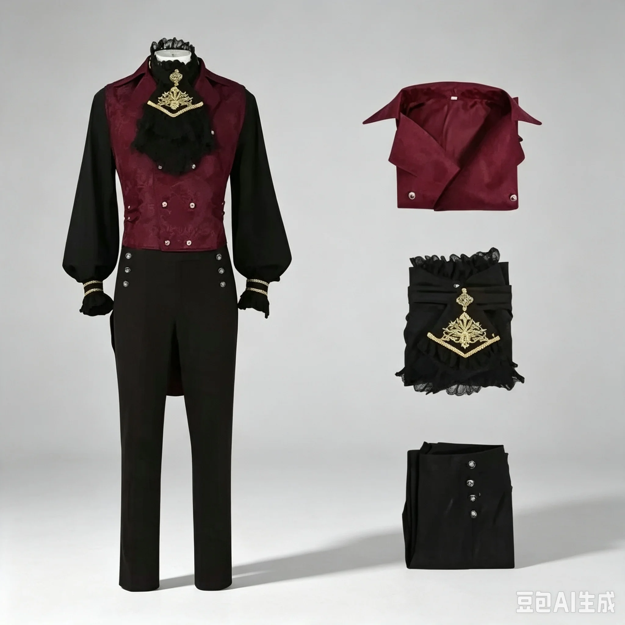 Conjunto de Disfraz Gótico para Hombre, Frac Negro de Caballero Medieval, Camisa Negra, Disfraz de Cosplay de Vampiro Steampunk para Halloween, Gran Oferta