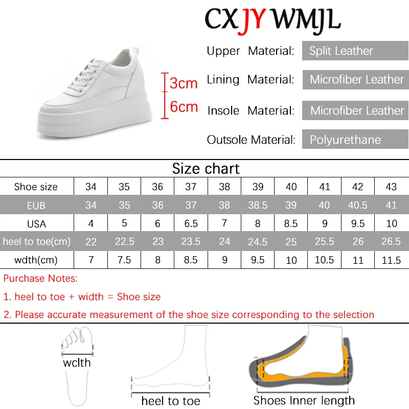 CXJYWMJL Genuine Leather Women Platform Sneakers Wedgies Spring Casual Vulcanized Shoes Ladies Thick Bottom Court Sneakers White