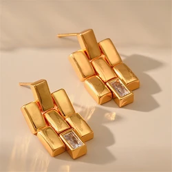 2023 Metal Splicing women's Earrings Simple geometric temperament zircon earrings Stud jewelry accessories