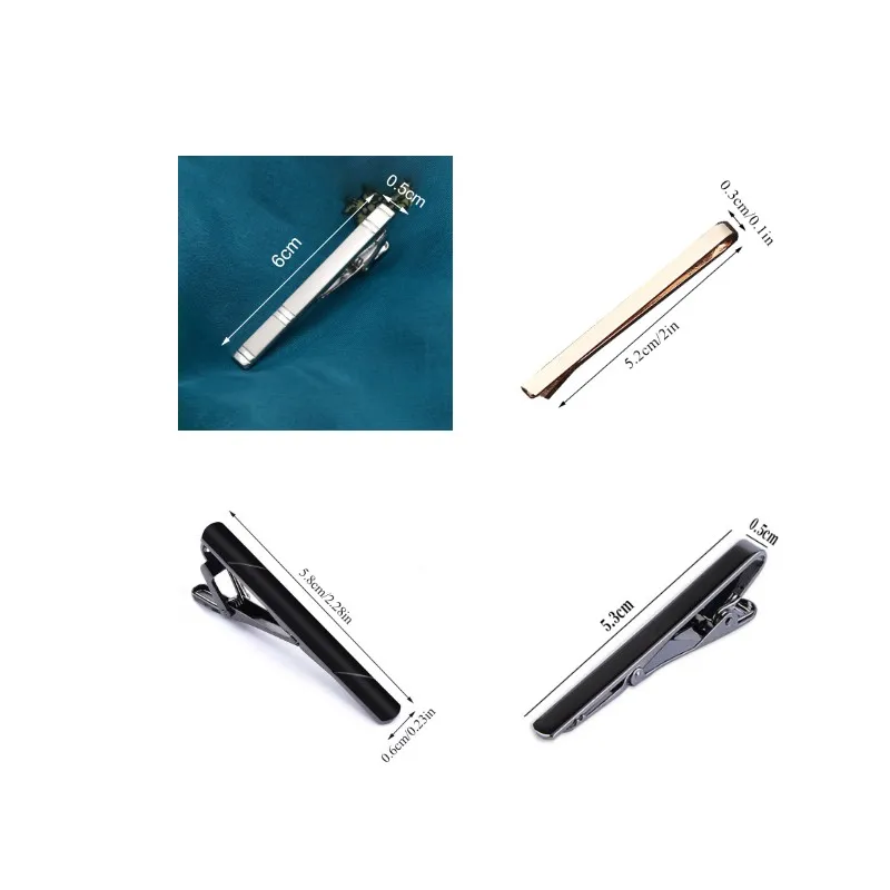 Simples Metal Gravata Bar Fecho Clipe Grampo Pin para Homens, Prata e Ouro, Negócios, Presente Clássico, Moda