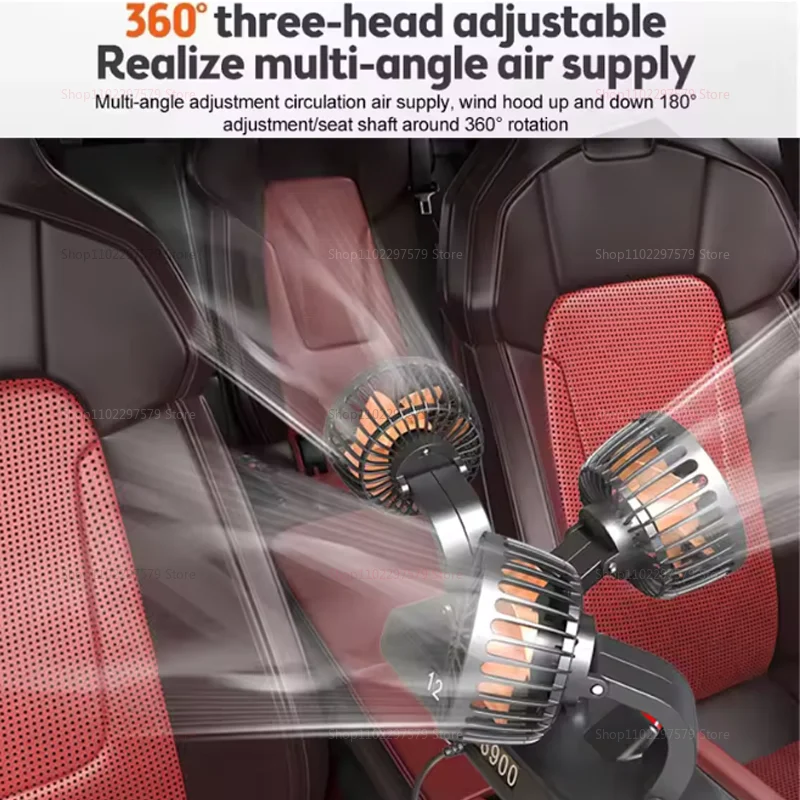 مبرد مروحة السيارة المحمول 360 °   جهاز تهوية هواء صامت مزدوج السرعة USB 12 فولت 24 فولت قابل للتعديل لشاحنة سيدان وسيارات الدفع الرباعي واستخدام السيارات