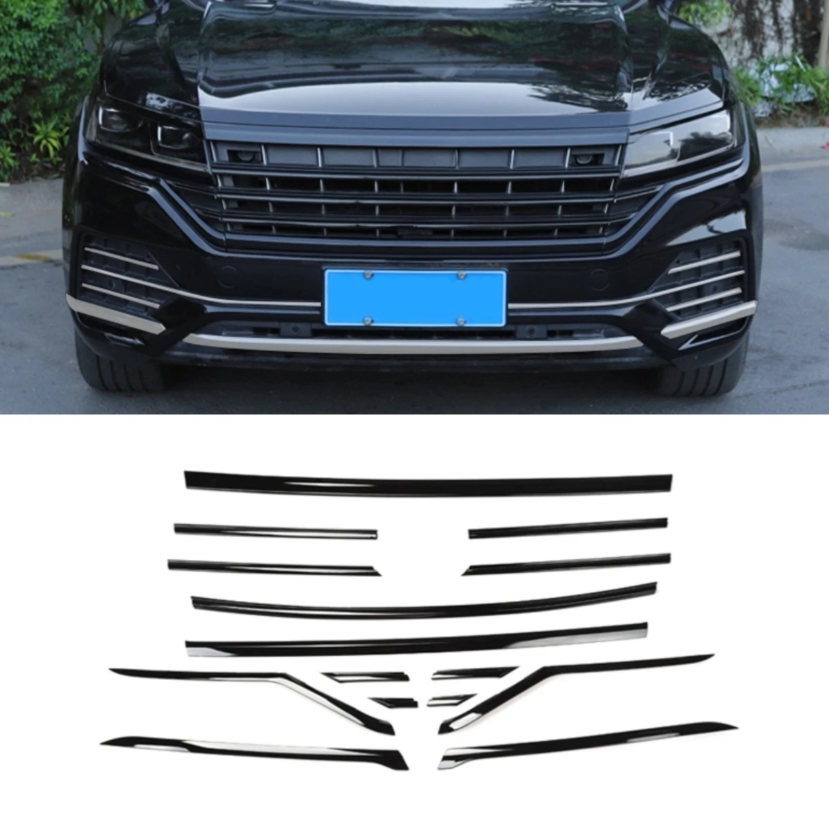 

Car Front Bumper Grill Frame Front Grill Decorative Strip Without Logo Body Kit For Volkswagen Touareg 2019-2023 Car Accessories