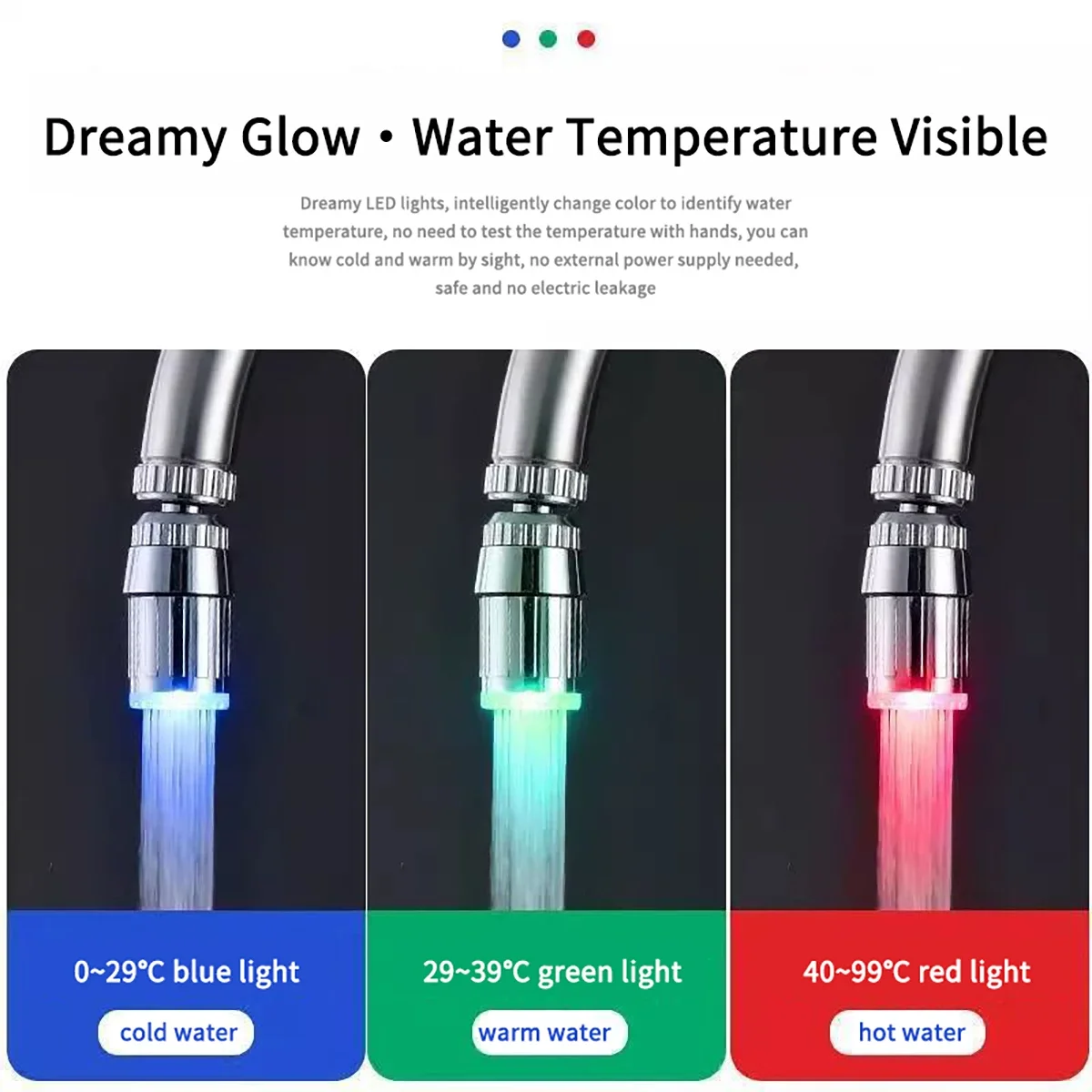 LED Temperature Sensitive Faucet Water Saving Kitchen Bathroom Sensor 7 Color Change Faucet Head Aerator Tap Nozzle Shower
