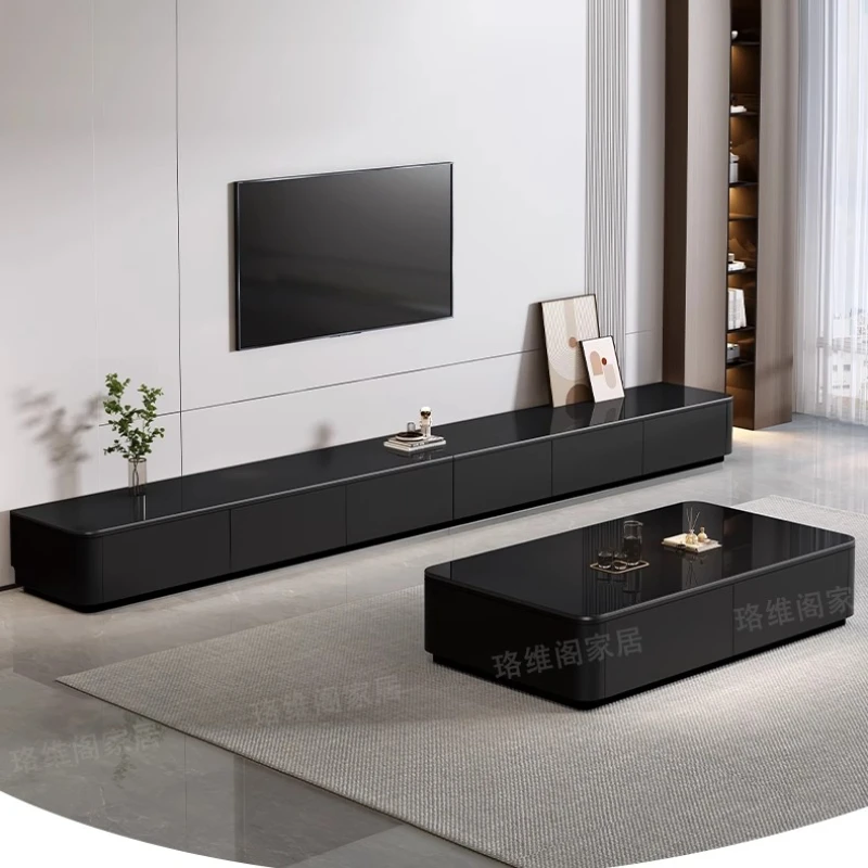 حامل تلفزيون بقاعدة عمودية، أدراج ممتدة، حامل تلفزيون بسيط وحديث، أثاث غرفة نوم لصالون التلفزيون الفاخر #5