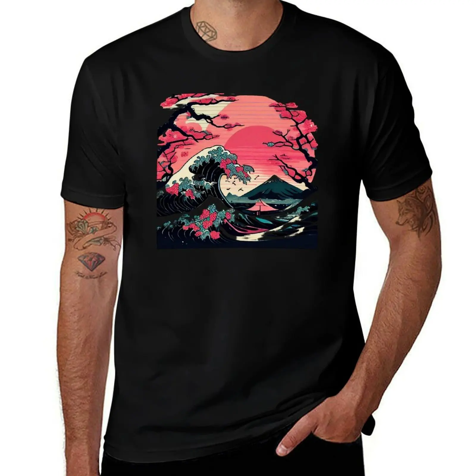 

Traditional Japanese Wave T-Shirt plus size clothes oversized baggy shirts customs design your own shirts graphic tee men