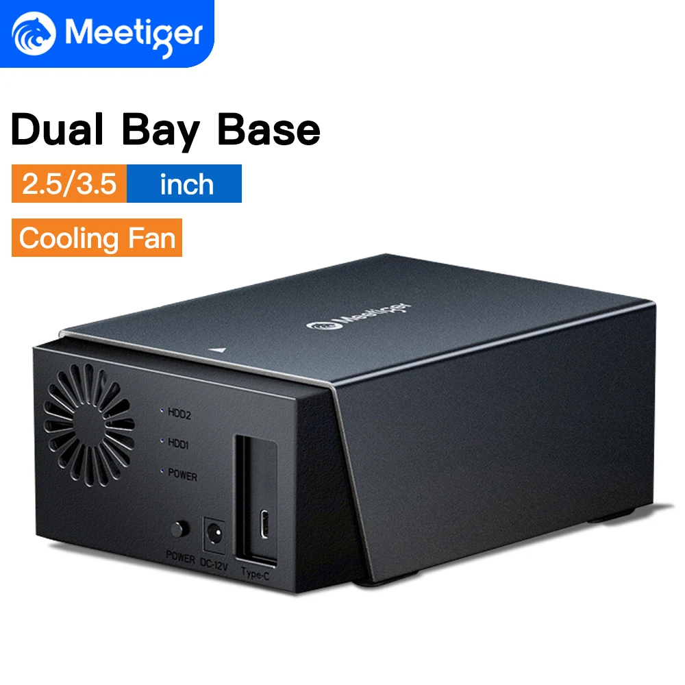 Meetiger Type-C HDD Docking Station SATA To USB 3.0 Hard Drive Docking Station for 3.5 Inch Hard Drive Case with Built-in Fan