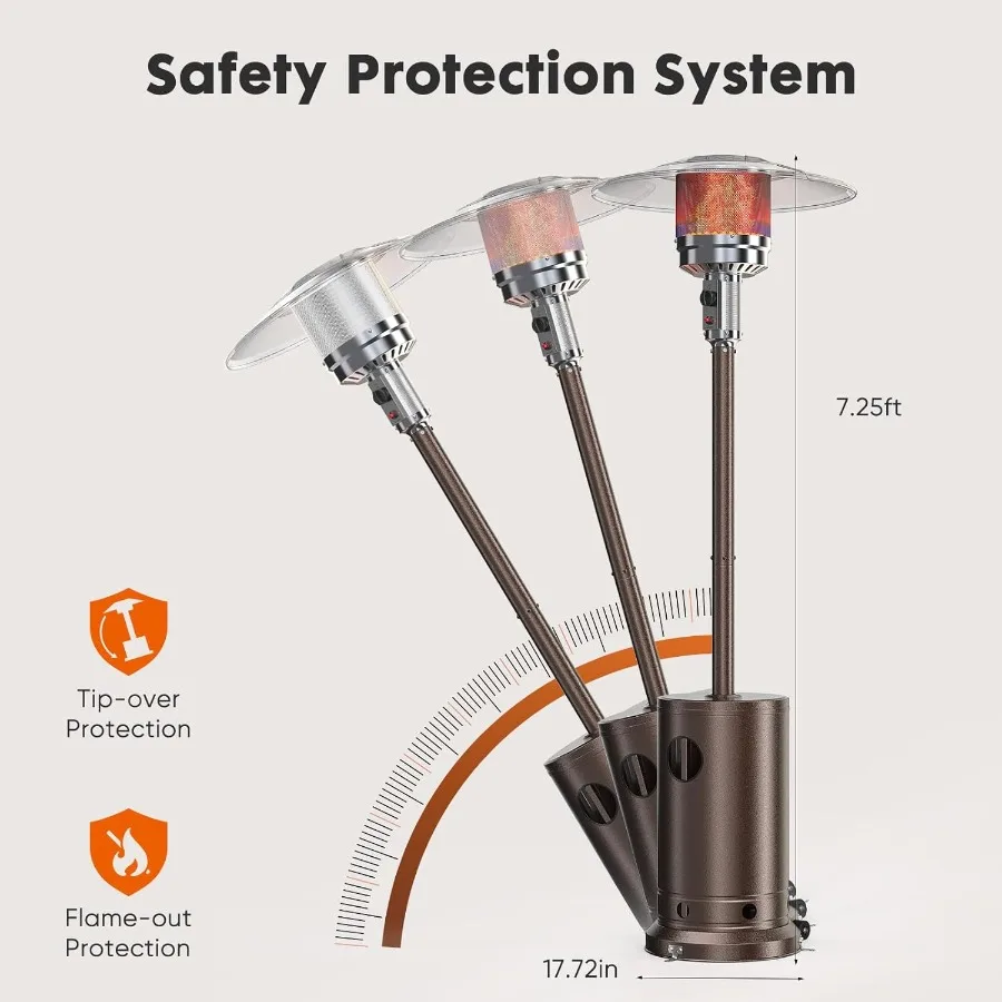 48000 وحدة حرارية بريطانية سخان البروبان مع عجلات سخان فناء سطح الشرفة للاستخدام الخارجي في الساحات الخلفية للتخييم والتجاري المزدوج L
