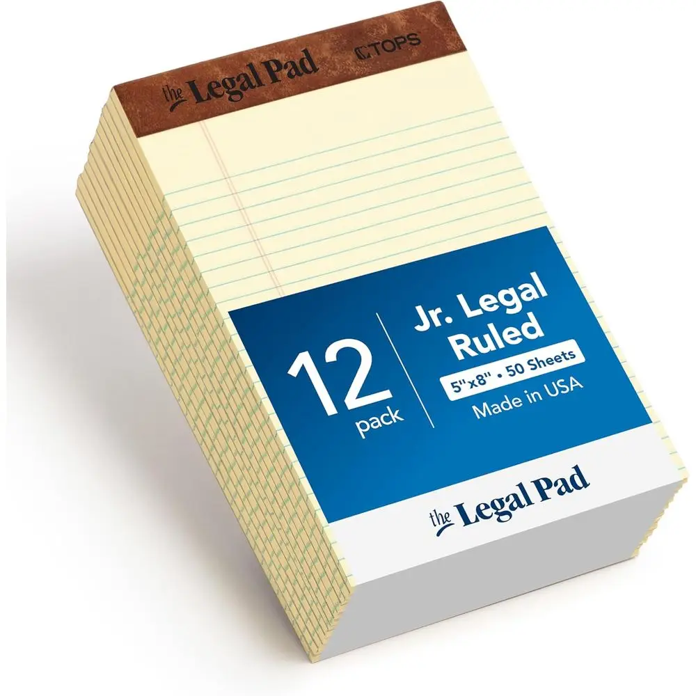 

Блокноты для юридических записей, желтые, узкая линовка, 5 x 8 дюймов, 12 штук в упаковке, по 50 листов каждый, сделано в США