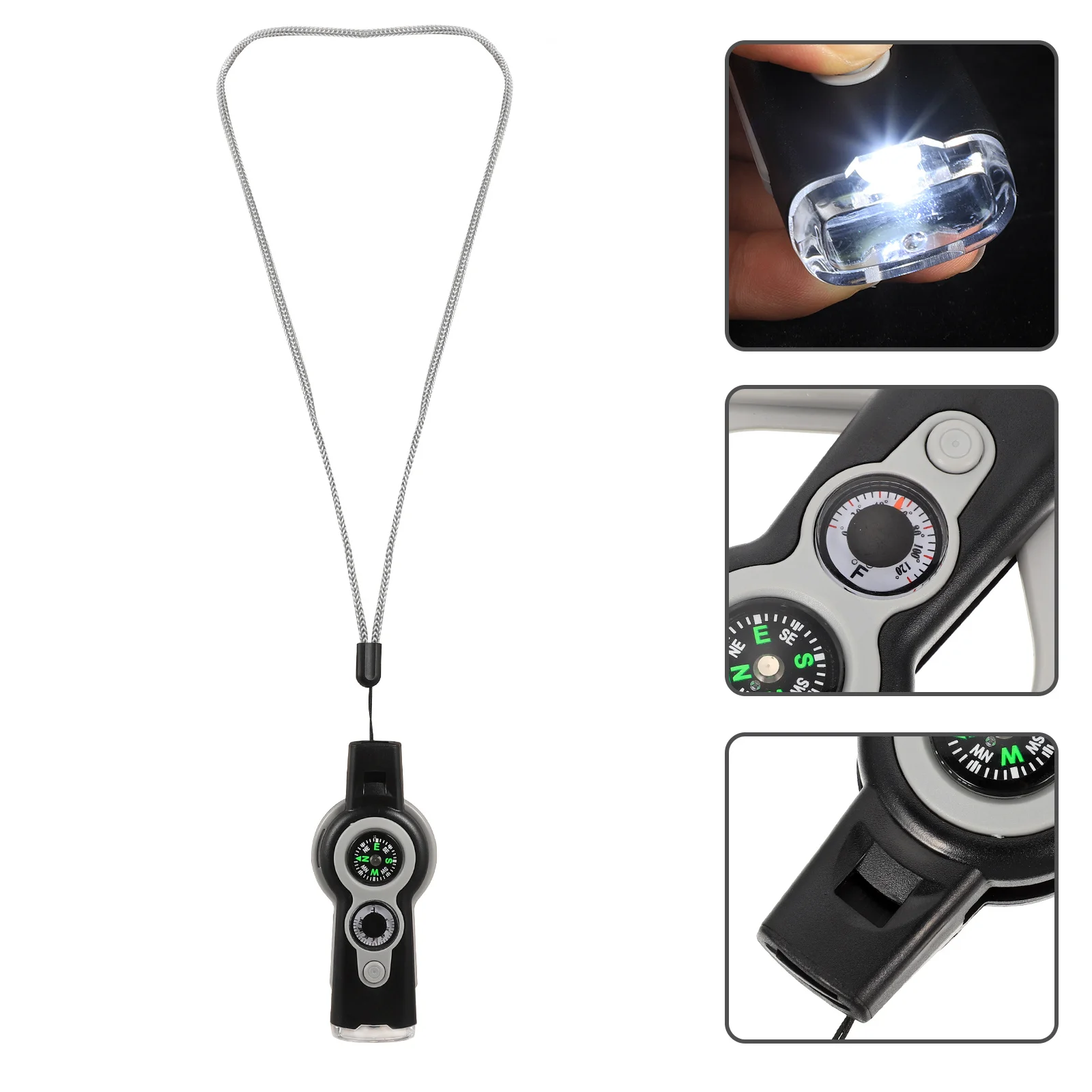 Gwizdek survivalowy wielofunkcyjny, kompas turystyczny, termometr, narzędzie ratunkowe, narzędzie ostrzegawcze na zewnątrz.