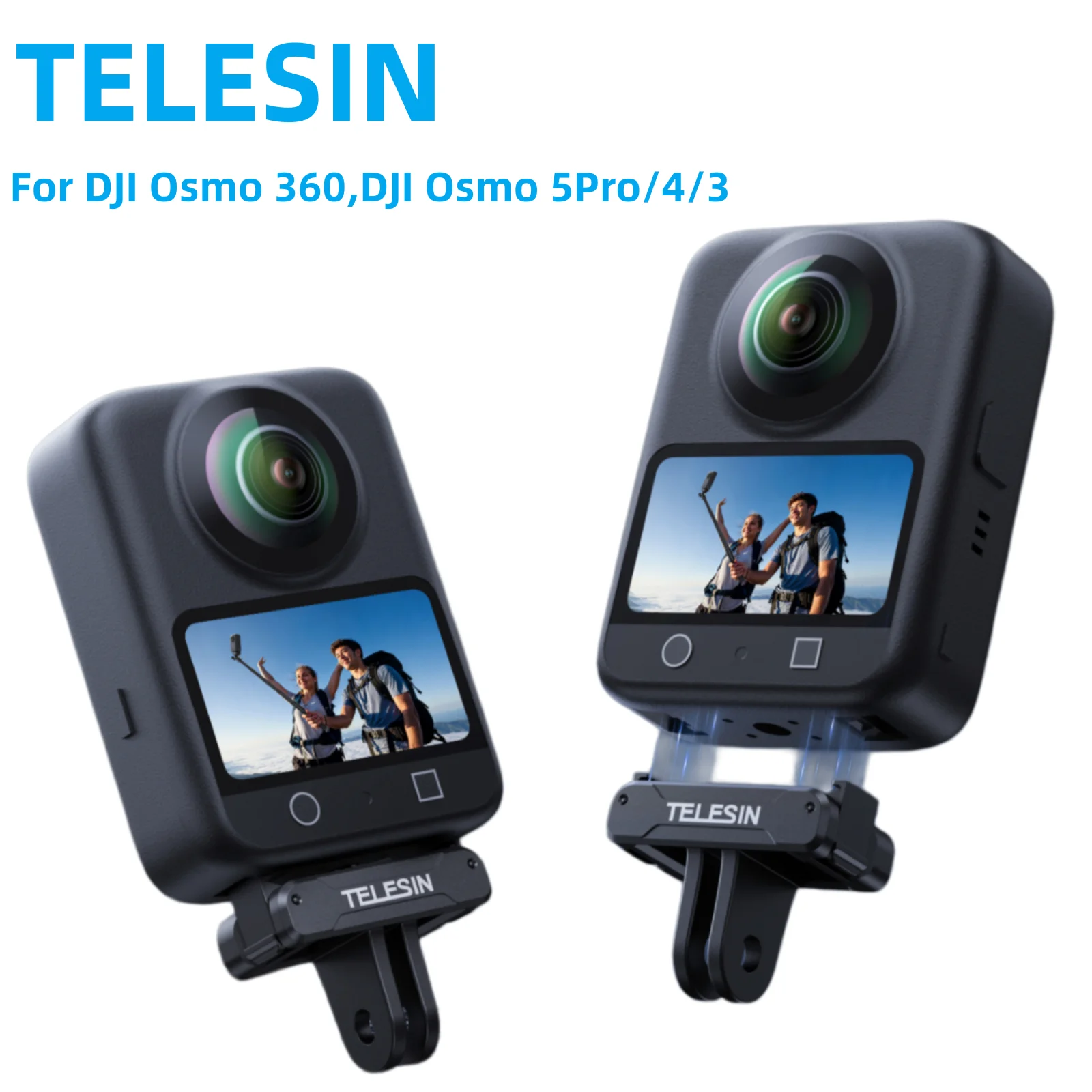 

TELESIN Magnetic Two-Claw Adapter for DJI OSMO 360 Action 5 Pro 4 3 Qucik-Release Aluminium Alloy Adapter Action Camera Mount