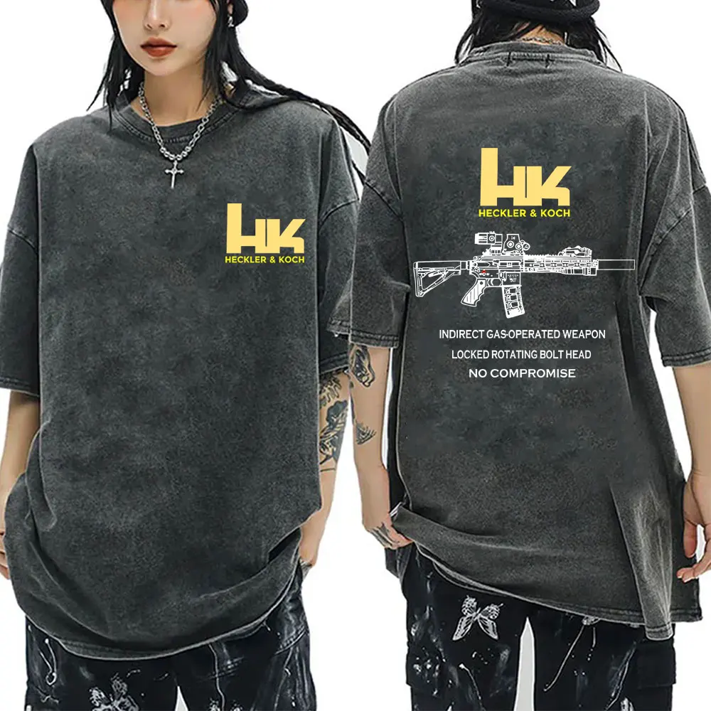 

Hot Heckler & Koch HK416 Vintage Wasehd T-shirt Forward Observations Group Streetwear Men Women Casual Soft Cotton T Shirts Tops
