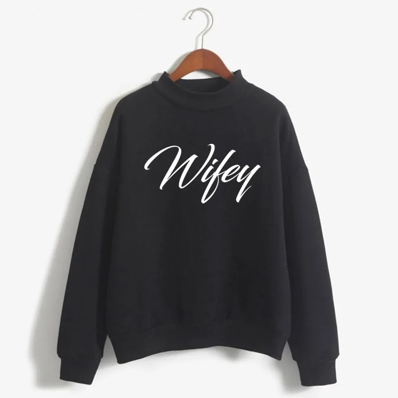 

Wifey letters Print Women Sweatshirt Korean O-neck Knitted Pullover Thick Autumn Winter Candy Color Loose women Clothes