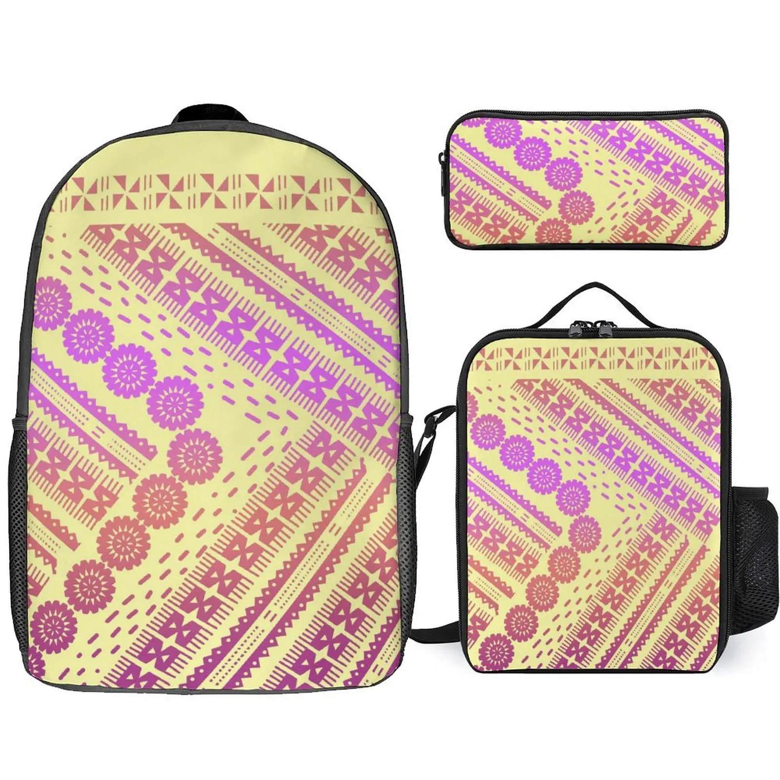 

2025 Casual Classic Custom Printed Schoolbags Backpacks And Meal Bags Pen Cases - The Best Gifts Trendy Polynesian Schoolbags
