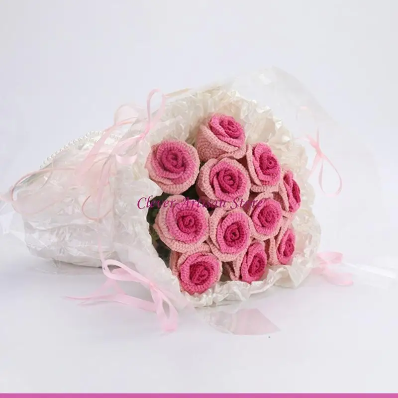 E06B Crochet Flower Bouquet Supplies for Beginner Handmade Crochet Bouquet Set with Step-by-Step Video Tutorial Instruction