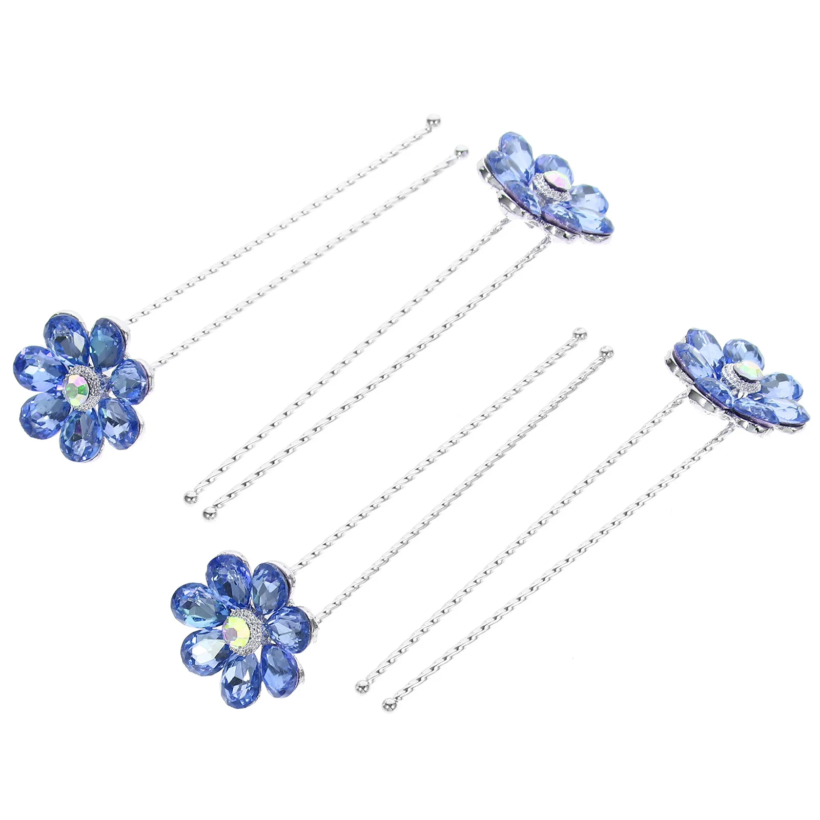 

4Pcs Bridal Flower Hairpins Rhinestone Decorated U Shape Hairpin for Women Wedding Party Hair Styling Accessory