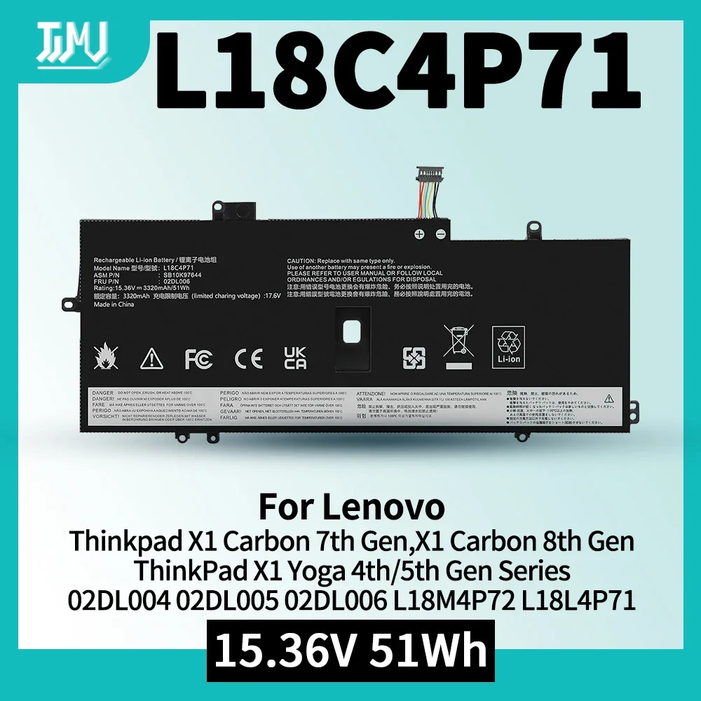 

L18C4P71 L18M4P72 Battery for Lenovo Thinkpad X1 Carbon 7th Gen, X1 Carbon 8th Gen,ThinkPad X1 Yoga 4th/5th Gen Series L18L4P71