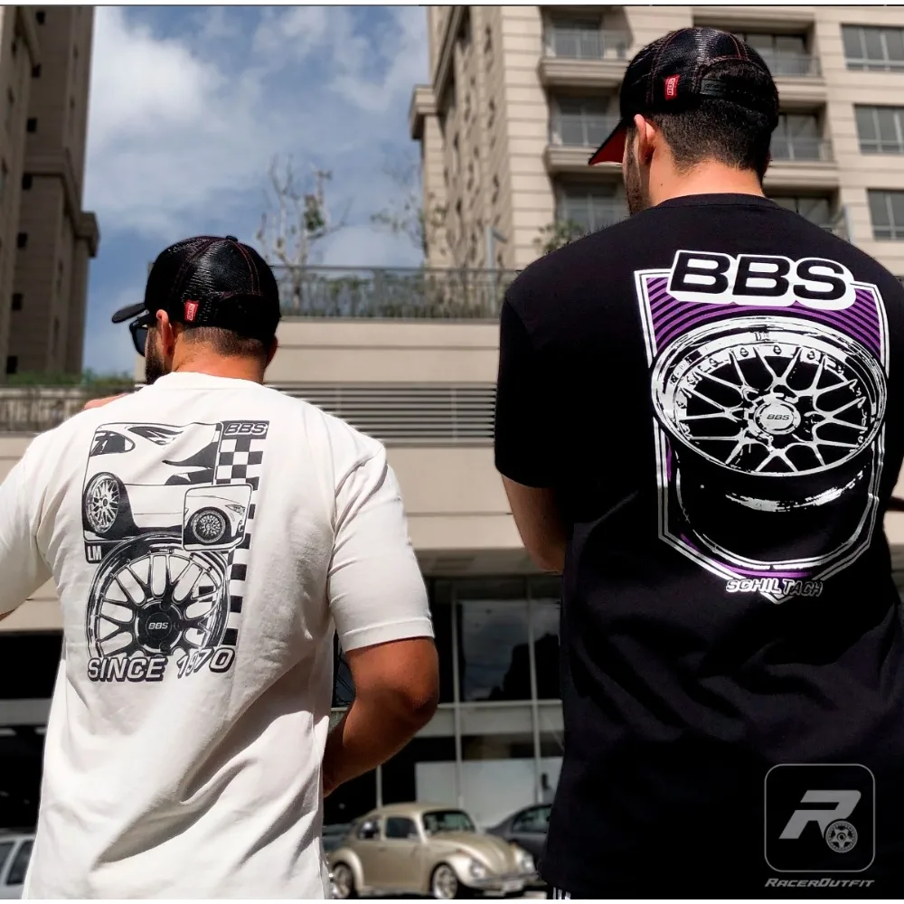 2025 Nuova ruota per auto BS T-shirt stampata Porte traspiranti Casual T-shirt a maniche corte allentata con stampa traspirante in puro cotone girocollo