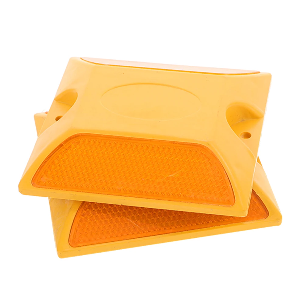

2 Pcs Road Spikes Traffic High Visibility Pavement Safety Reflectors Night Reflective Markers Stud Plastic