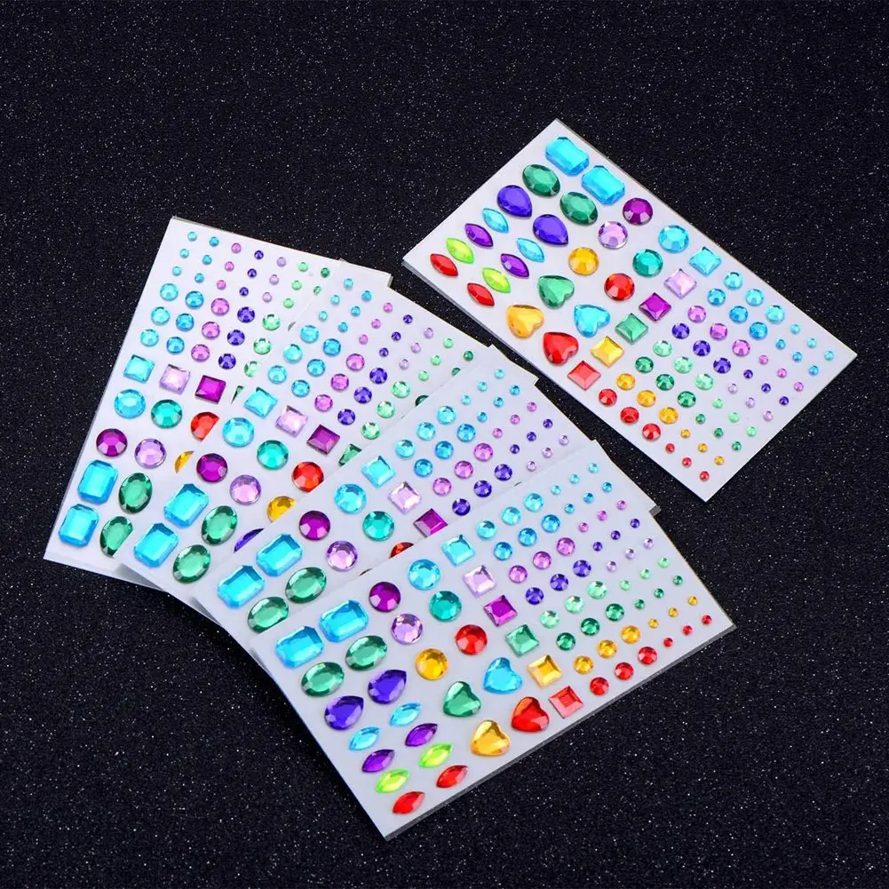 Self-Adhesive Rhinestone Sticker Bling Craft Jewels Crystal Gem Stickers, Assorted Size, 10 Sheets (Multicolor 3)