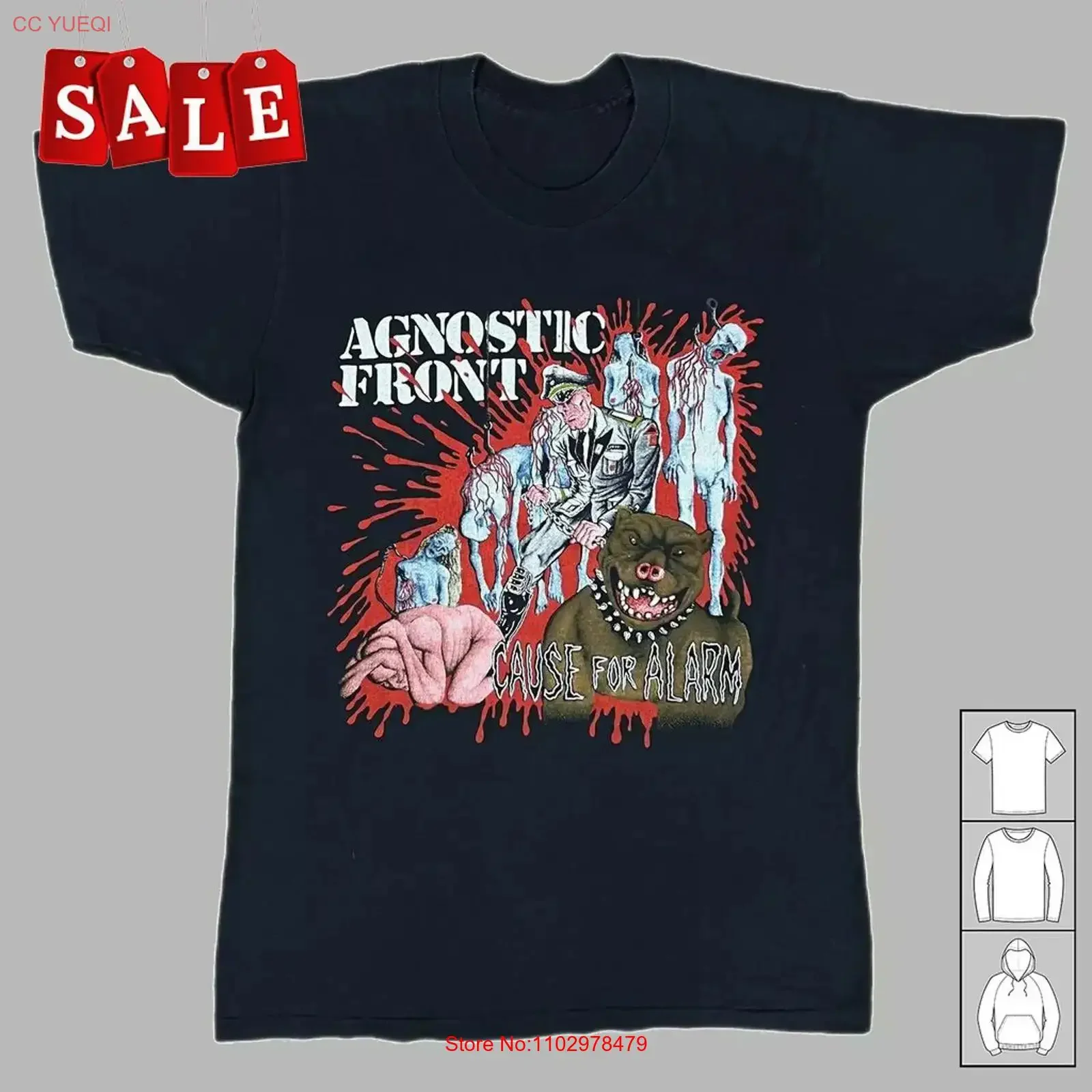 Nueva Camiseta Agnostic Front Cause For Alarm 1986 para Fans, Talla 5XL, CA37, Vintage, Lavada, Unisex, Elástica, Suave, para Uso Diario