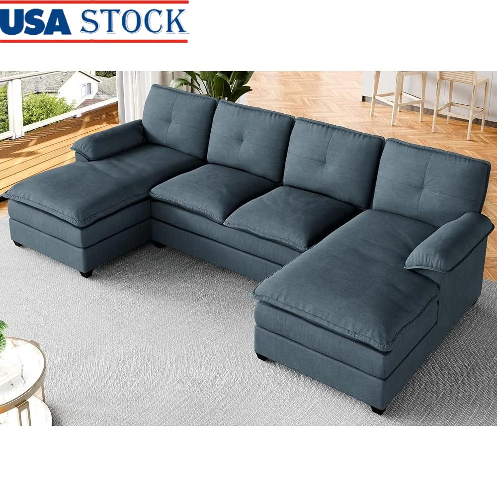 U Shaped Sectional Couch Comfortable Large Sofa 4 Seat Recliner Wide Chaise Lounge Easy Assembly Living Room Furniture