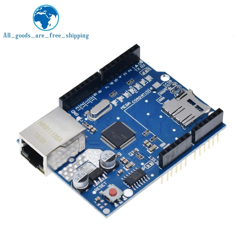 TZT UNO Shield Ethernet Shield W5100 R3 UNO Mega 2560 1280 328 UNO R3 only W5100 Development board For Arduino