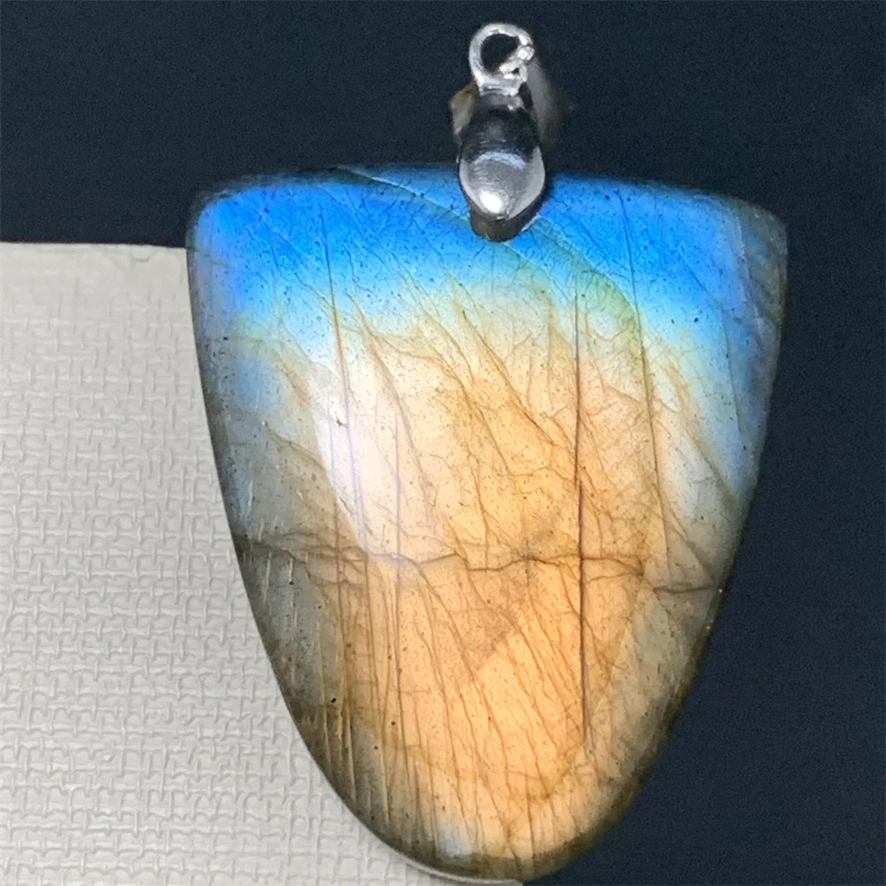 Neon Glow Natural Labradorite Pendants Rare Purple Orange Rainbow Light Healing Beads 925 Silver Women Unusual Jewelry AAAAAAAAA