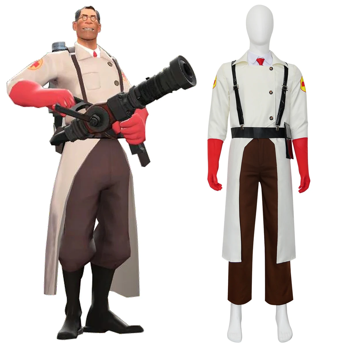 

IN STOCK Team Fortress 2 The Medic Dr. Ludwig Uniform Outfit Cosplay Costume Halloween Theme Party
