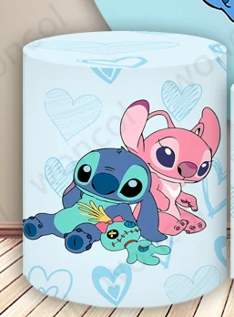 Disney Stitch En Angel Ronde Achtergrond Kind Verjaardag Baby Shower Achtergrond Lilo & Stitch Ronde Cilinder Cover Decor Studio Prop