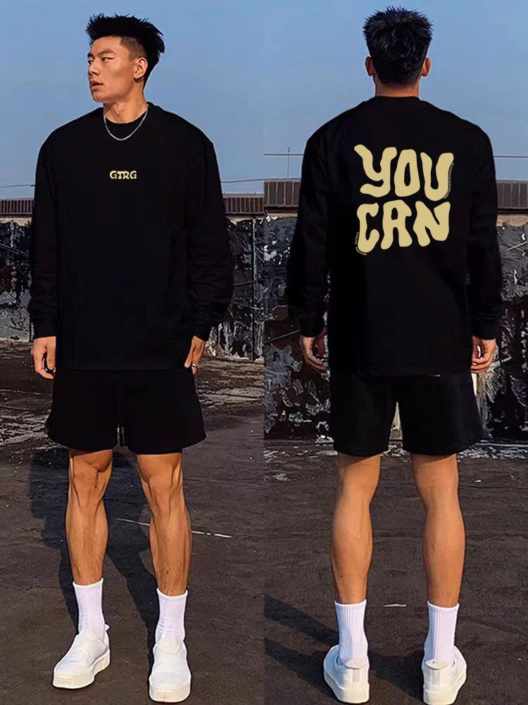 

Premium Feel American High Street Pure Cotton Long Sve T-irt Men's Autumn New Sle plus Size Loose Versatile Trendy Top